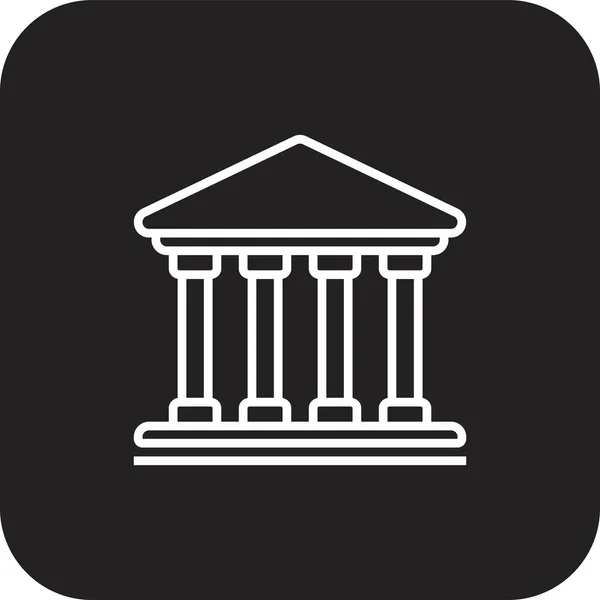 Siyah Çizgili Adliye Simgesi Banka Bina Mimari Hükümet Müze Üniversite — Stok Vektör