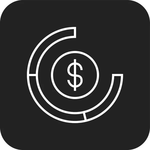 Icône Affaires Investissement Avec Style Ligne Rempli Noir Argent Finance — Image vectorielle