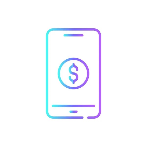 Mavi Duoton Tarzı Dijital Ödeme Ikonu Ödeme Para Internet Telefon — Stok Vektör