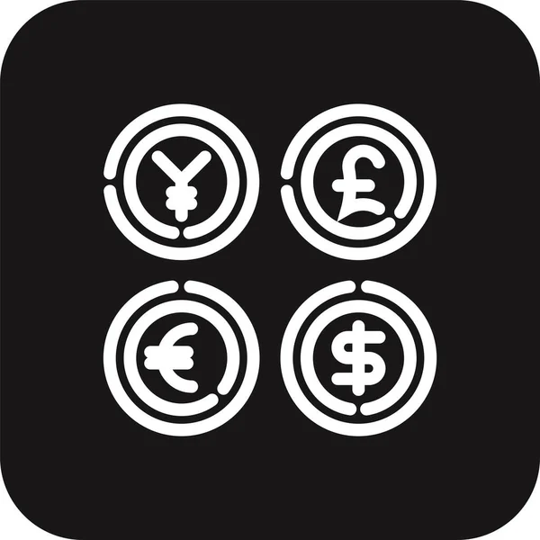 Moneda Icono Negocio Con Estilo Línea Llena Negro Dinero Banco — Vector de stock