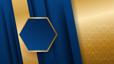 Mavi arkaplanda altın soyut şekiller