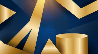 Mavi arkaplanda altın soyut şekiller