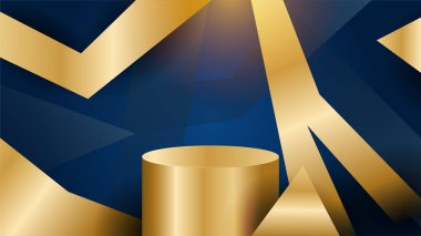 Mavi arkaplanda altın soyut şekiller