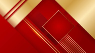 Soyut kırmızı ve altın şekiller arkaplan