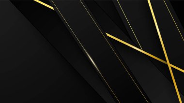 Altın çizgileri olan soyut siyah ve altın geometrik arkaplan