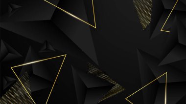 Altın çizgileri olan soyut siyah ve altın geometrik arkaplan