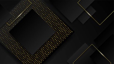 Altın çizgileri olan soyut siyah ve altın geometrik arkaplan