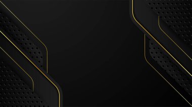 Altın çizgileri olan soyut siyah ve altın geometrik arkaplan
