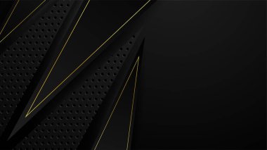 Altın çizgileri olan soyut siyah ve altın geometrik arkaplan