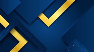 Soyut geometrik desenli lüks, altın arka planlı koyu mavi