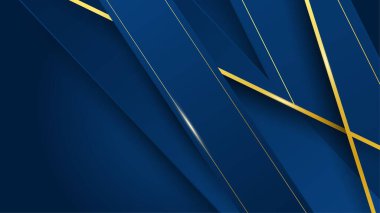 Soyut geometrik desenli lüks, altın arka planlı koyu mavi