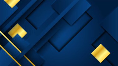 Soyut geometrik desenli lüks, altın arka planlı koyu mavi
