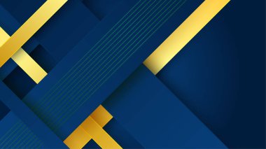 Soyut geometrik desenli lüks, altın arka planlı koyu mavi