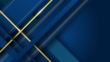 Soyut geometrik desenli lüks, altın arka planlı koyu mavi