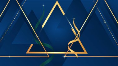 Altın çizgili soyut mavi arkaplan