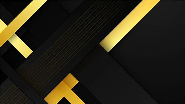 Abstraktes Schwarz Und Gold Geometrische Form Hintergrund Mit Goldenen Linien — Stockvektor