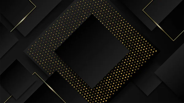 Абстрактная Черно Золотая Геометрическая Форма Фона Золотыми Линиями — стоковый вектор
