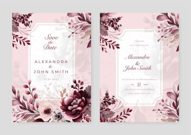 Pink orchid flower floral vector beautiful gold flowers line art on wedding card template watercolor clipart