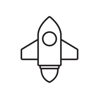 Siyah taslak biçimli Proje Çalıştırma ve Yönetim simgesi. Geliştirme, roket, yenilik, teknoloji, ürün, strateji, hedef. Vektör illüstrasyonu