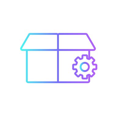 Mavi duoton tarzında takım çalışması ve yönetim ikonu geliştiriliyor. süreç, pazarlama, iş, yaratıcı, ilerleme, performans, optimizasyon. Vektör illüstrasyonu