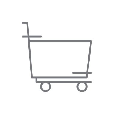 Alışveriş Arabası E-Commers simgesi ve siyah taslak tarzı. satış, perakende, piyasa, alım satım, tramvay, e-ticaret, ekleme. Vektör illüstrasyonu