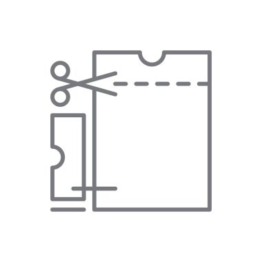 Siyah çizgili E-Commers kuponu ikonu. İndirim, hediye, satış, fiyat, etiket, teklif, bilet. Vektör illüstrasyonu