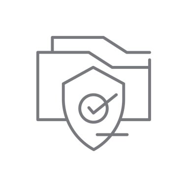 Siyah çizgili korunan E-Commers simgesi. Koruma, kalkan, güvenlik, güvenlik, güvenlik, garanti, bakım. Vektör illüstrasyonu