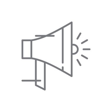 Siyah taslak tarzlı E-Commers ikonu. Pazarlama, internet, medya, piyasa, ticaret, reklam, megafon. Vektör illüstrasyonu