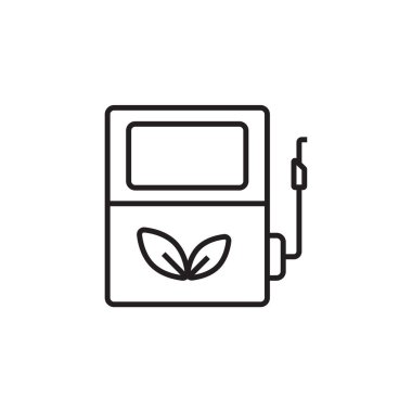 Yakıt Çevre dostu simge, siyah ana hatlı. Enerji, enerji, gaz, benzin, dizel, benzin, çevre. Vektör illüstrasyonu