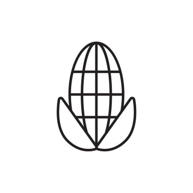 Siyah çizgili mısır ekosistem ikonu. Yiyecek, organik, doğal, sebze, beslenme, vejetaryen, bitki. Vektör illüstrasyonu