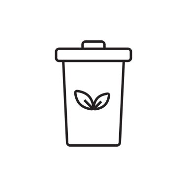 Siyah taslak tarzlı çöp kutusu çevre dostu ikon. Çöp, atık, geri dönüşüm, geri dönüşüm, çevre, sepet, yeniden kullanım. Vektör illüstrasyonu