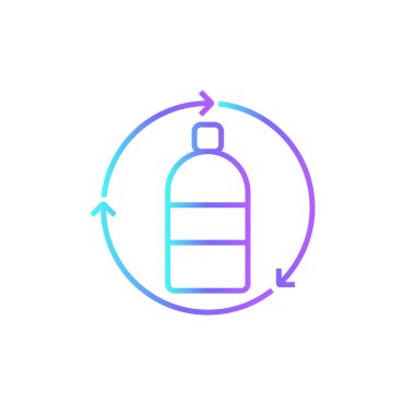 Mavi duoton tarzında geri dönüşüm ikonu. çevre, ekoloji, geri dönüşüm, organik, doğa, yeniden kullanım, koruma. Vektör illüstrasyonu