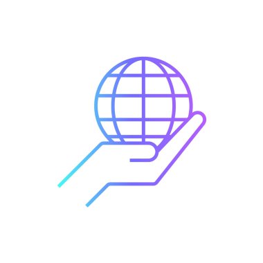 Mavi duoton tarzlı Dünya Çevre dostu ikonu. Ekoloji, yeşil, dünya, çevre, küresel, gezegen. Vektör illüstrasyonu