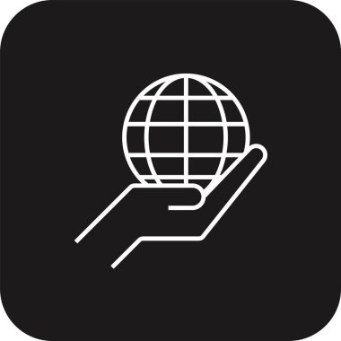 Dünya Çevre dostu simgeyi siyah çizgi şeklinde kaydet. Ekoloji, yeşil, dünya, çevre, küresel, gezegen. Vektör illüstrasyonu