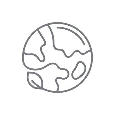 Yeşil çevre dostu simge, siyah ana hatlı. Yeşil, çevre, geri dönüşüm, doğa, toprak, yaprak, çevre. Vektör illüstrasyonu