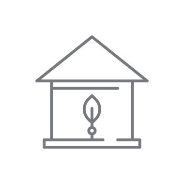 Siyah çizgili yeşil ev çevre dostu ikon. Para için. Vektör illüstrasyonu