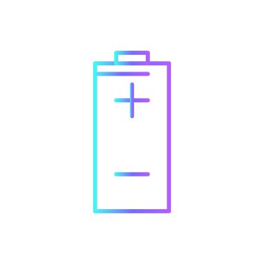 Mavi duoton tarzında batarya çevre dostu ikon. Enerji, elektrik, elektrik, tam, elektrik, şarj aleti, elektrik. Vektör illüstrasyonu