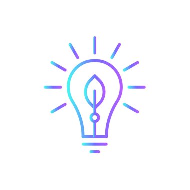 Mavi duoton tarzı organik lamba ikonu. Geri dönüşüm, lamba, çevre, yaprak, doğa, ampul, elektrik. Vektör illüstrasyonu