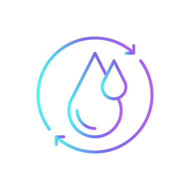 Mavi duoton tarzında su sirkülasyonu çevre dostu ikon. Tiraj, çevre, akış, geri dönüşüm, doğa, döngü, su döngüsü. Vektör illüstrasyonu