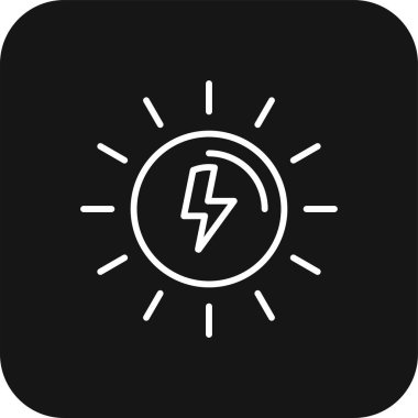 Parlaklık Çevre dostu simge siyah çizgi stili. parlak, ışık, enerji, yenilik, güç, elektrik, parlaklık. Vektör illüstrasyonu