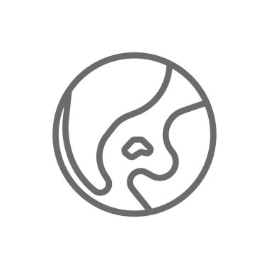 Siyah çizgili Dünya Çevre dostu bir ikon. dünya, dünya, küresel, gezegen, küre, coğrafya, kara. Vektör illüstrasyonu