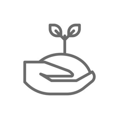 Bitki tomurcukları siyah çizgili çevre dostu ikon. Yaprak, bitki, büyüme, tohum, bahçe, organik, çevre. Vektör illüstrasyonu