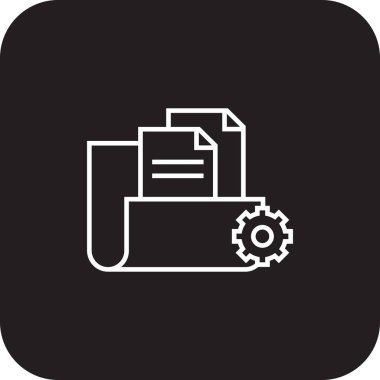 Proje Yönetimi Takım Çalışması ve Yönetim simgesi ile siyah doldurulmuş çizgi biçimi. dişli, menajer, konsept, planlama, program, kontrol listesi, strateji. Vektör illüstrasyonu