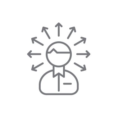 Siyah çizgili Yetenek Takım Çalışması ve Yönetim simgesi. İnsan, beceri, deneyim, eğitim, gelişme, uzman, kabiliyet. Vektör illüstrasyonu