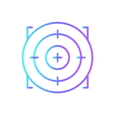 Hedef Takım Çalışması ve Yönetim ikonu mavi duoton tarzında. Başarı, hedef, strateji, kavram, fikir, çözüm, dart tahtası. Vektör illüstrasyonu