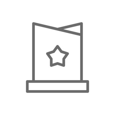 Siyah ana hatlı Başarı Takım Çalışması ve Yönetim simgesi. Başarı, hedef, yıldız, kariyer, kupa, yarışma, madalya. Vektör illüstrasyonu