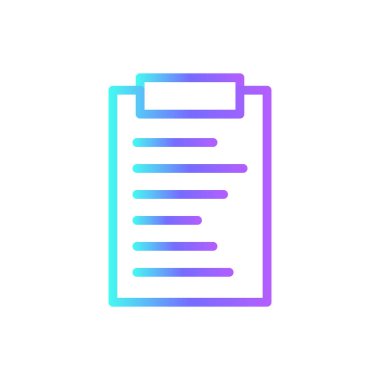 Mavi duotone tarzında takım çalışması ve yönetim simgesini listele. belge, kontrol listesi, rapor, form, not, kağıt, defter. Vektör illüstrasyonu