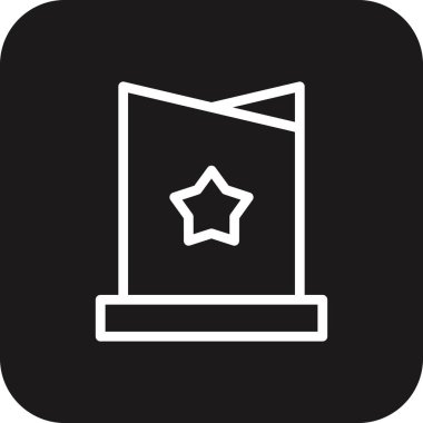 Başarı Takım Çalışması ve Yönetim simgesi ile siyah doldurulmuş çizgi tarzı. Başarı, hedef, yıldız, kariyer, kupa, yarışma, madalya. Vektör illüstrasyonu