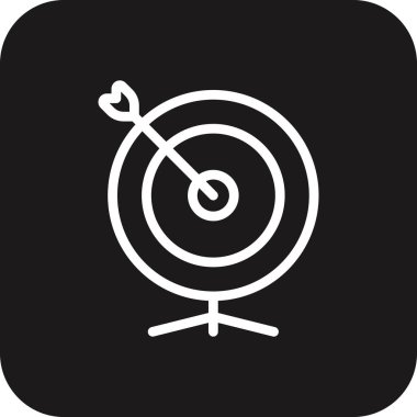 Hedef Takım Çalışması ve Yönetim simgesi, siyah çizgi biçiminde. Başarı, hedef, strateji, kavram, fikir, çözüm, dart tahtası. Vektör illüstrasyonu