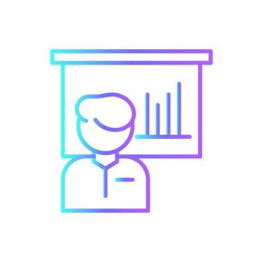 Mavi duoton stili büyüme takım çalışması ve yönetim ikonu. çizgi, ok, artış, ilerleme, başarı, diyagram, büyüme. Vektör illüstrasyonu